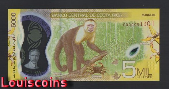 B797-COSTA RICA-2018哥斯大黎加塑膠紙鈔.5000 COLONES（510）