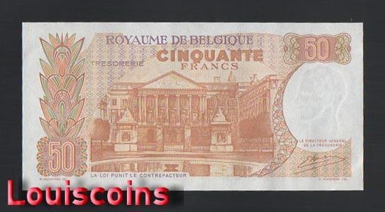 799-2 B799-BELGIUM-1966比利時紙幣,50 Francs(B)