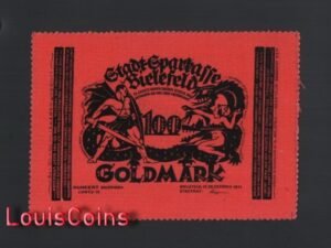 800-1 B800-GERMANY-1923德國緊急貨幣絨布鈔票100 GOLD MARK(O)