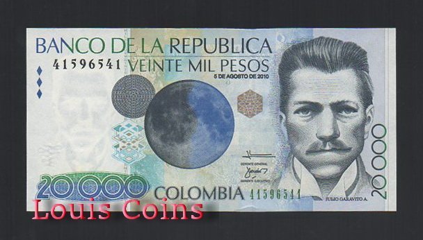B802-COLOMBIA-2010哥倫比亞紙幣 20.000 Pesos(109)