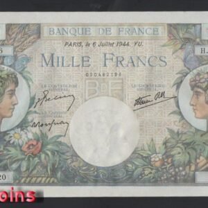 811-1 B811-FRANCE-1940-1944法國紙幣,1000 Francs(O)