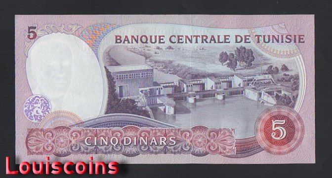 820-2 B820-TUNISIA-1983突尼斯鈔票-5 Dinars(BO)