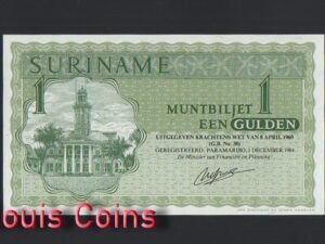 B825-SURINAME-1961-1986蘇利南紙幣1 Gulden(O)