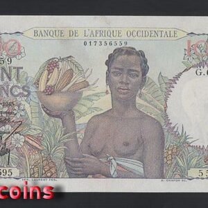 827-2 B827-FRENCH WEST AFRICA-1945法屬西非紙幣-100 Francs(PMG58)(O)