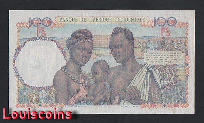 827-3 B827-FRENCH WEST AFRICA-1945法屬西非紙幣-100 Francs(PMG58)(O)