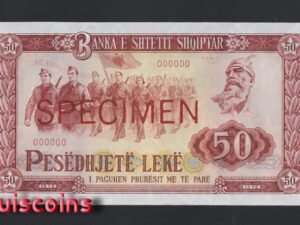 836-1 B836-ALBANIA-1976阿爾巴尼亞鈔票.50 Lekл 樣鈔(O)