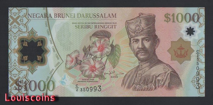B848-BRUNEI-2006汶萊塑膠鈔票-1000 Ringgit / Dollars（O)