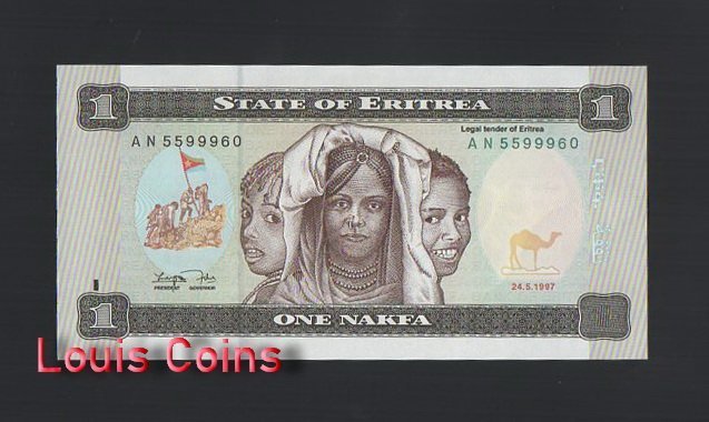 B849-ERITREA-1997厄利垂亞紙幣,1 Nakfa(372)