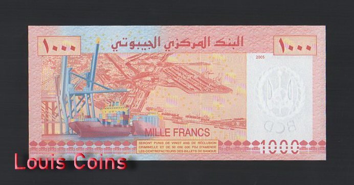 852-2 B852-DJIBOUTI-2005吉布地紙幣,1.000 Francs(BO)