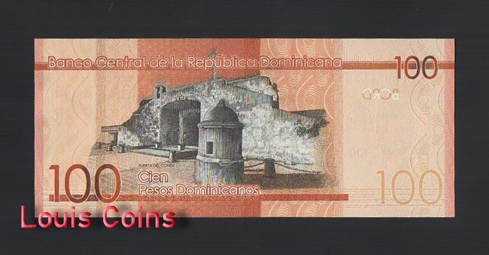 853-2 B853-DOMINICAN -2014-2017多明尼加共和國紙幣,100 Pesos(BO)