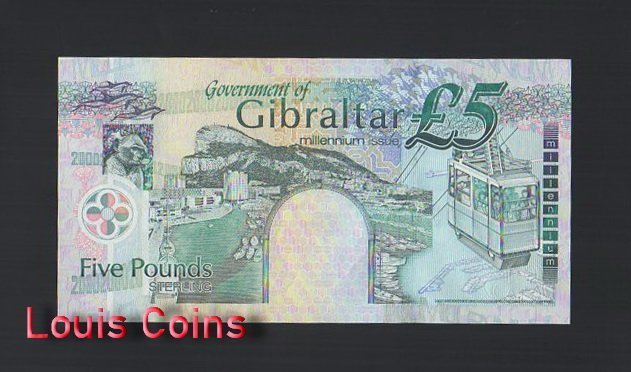 856-2 B856-GIBRALTAR-2000直布羅陀紀念紙幣,5 Pounds Sterling(B)