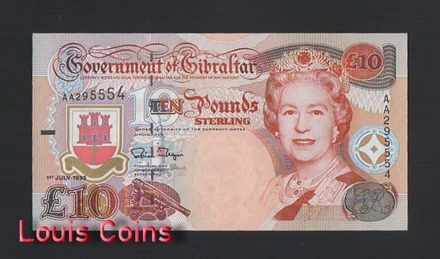 857-1 B857-GIBRALTAR-1995直布羅陀紙幣,10 Pounds Sterling(621)