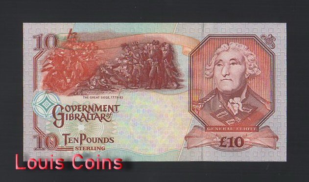 857-2 B857-GIBRALTAR-1995直布羅陀紙幣,10 Pounds Sterling(621)