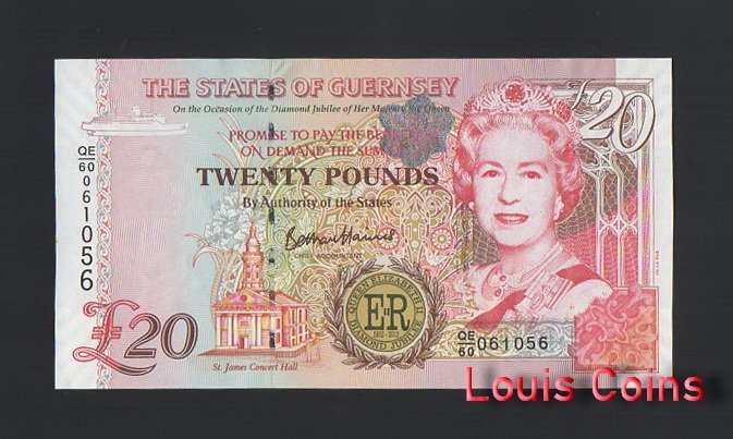 B862-GUERNSEY-2012根西島紀念紙幣,20 Pound(B)