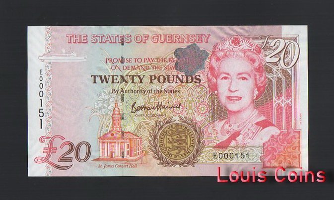 863-1 B863-GUERNSEY-1996根西島紙幣,20 Pound(B)