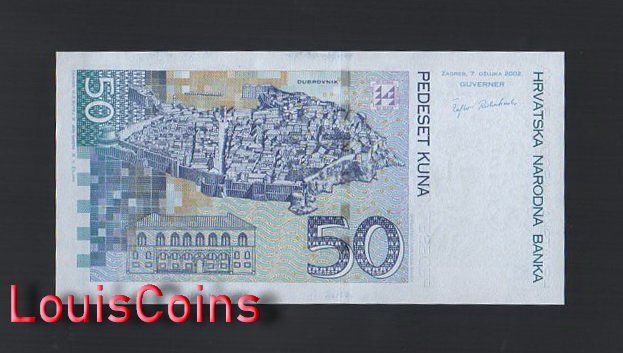 869-2 B869-CROATIA-2002&2012克羅地亞(克羅埃西亞)紙幣,50 Kuna(O)