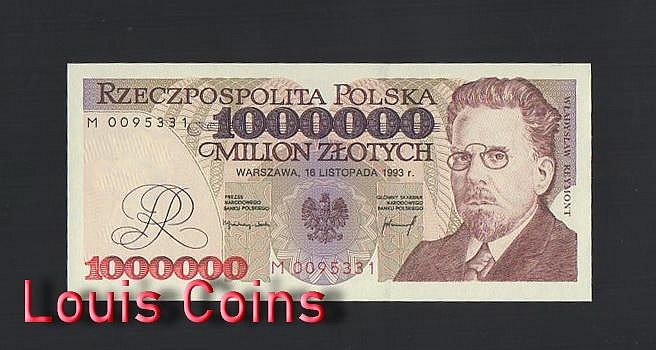 B871-POLAND-1993波蘭紙幣-1.000.000 Złotych(AO)