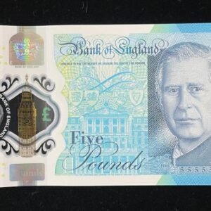 885-1 B885-GREAT BRITAIN-2024英國塑膠鈔票-5 Pounds(953)