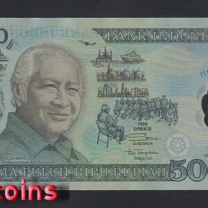B897-INDONESIA-1993印尼塑膠紀念紙幣-50.000 Rupiah(B)