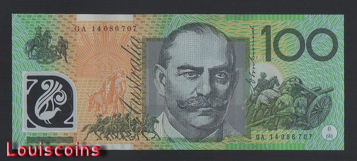 B899-Australia-2008-17澳洲塑膠鈔票-100 Dollars(B)