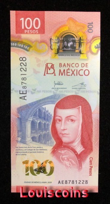 B901-MEXICO-2020墨西哥塑膠鈔票-100 Pesos（802）