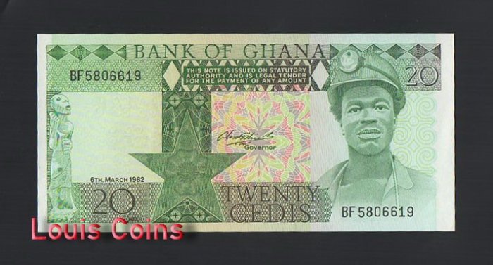 B904-GHANA-1982迦納鈔票-20 Cedis(O)