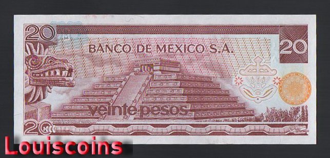 B906-MEXICO-1972-1977墨西哥紙幣,20 Pesos(B)