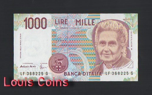 910-1 B910-ITALY-1990義大利紙幣,1000 Lire(608)