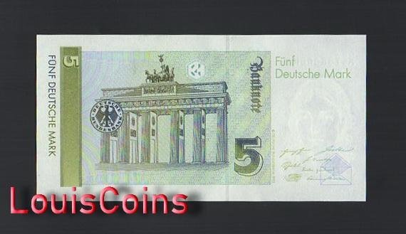B913-FEDERAL REPUBLIC OF GERMANY-1991德國鈔票-5(B)