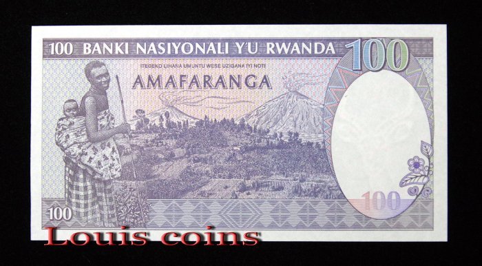 B916-RWANDA-1989盧安達紙幣-100 Francs(479)
