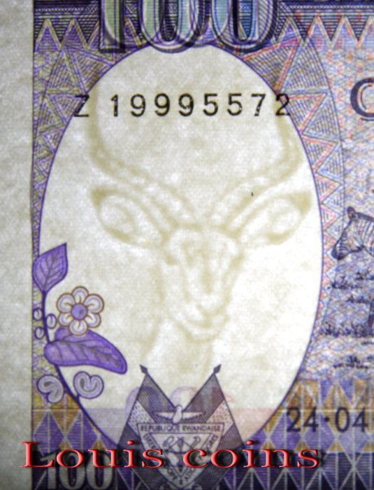 B916-RWANDA-1989盧安達紙幣-100 Francs(479)