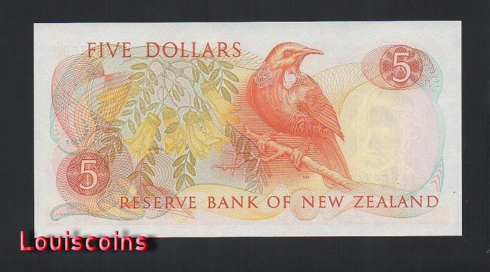 925-2 B925-NEW ZEALAND-1981-92紐西蘭鈔票-5 Dollars(B)