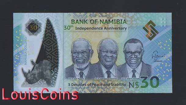 931-1 B931-NAMIBIA-2020納米比亞塑膠紀念紙幣,30 Namibia Dollars(999)
