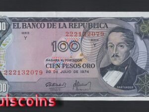 B941-COLOMBIA-1974哥倫比亞紙幣,100 Pesos(1341)