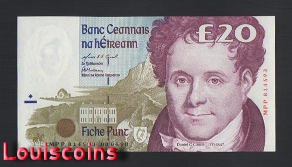 B942-IRELAND-1992-1999愛爾蘭紙幣-20 Pound(BO)
