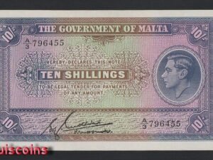 B943-MALTA-1939馬爾他紙幣-10 Shillings(O)