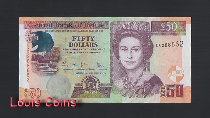 948-1 B948-BELIZE-2003-2016貝里斯紙幣,50 Dollars(B)