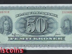952-1 B952-DENMARK-1956-1970丹麥紙幣,50 Kroner(O)