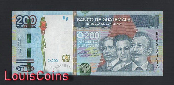 957-1 B957-GUATEMALA-2009瓜地馬拉紙幣,200 Quetzales(BO)