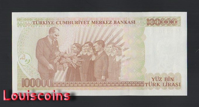 959-2 B959-TURKEY-L.1970土耳其鈔票-100.000 Türk(O)