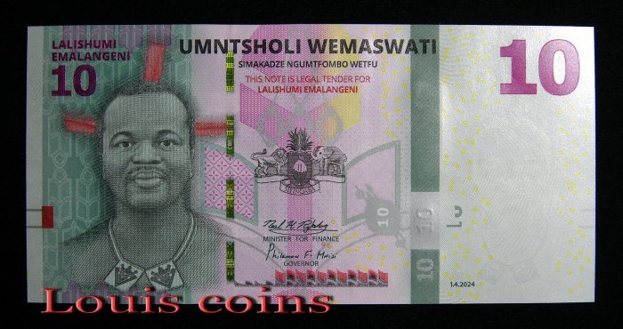 B963-ESWATINI-2024史瓦帝尼(史瓦濟蘭)紙幣 10 Emalangeni(B)
