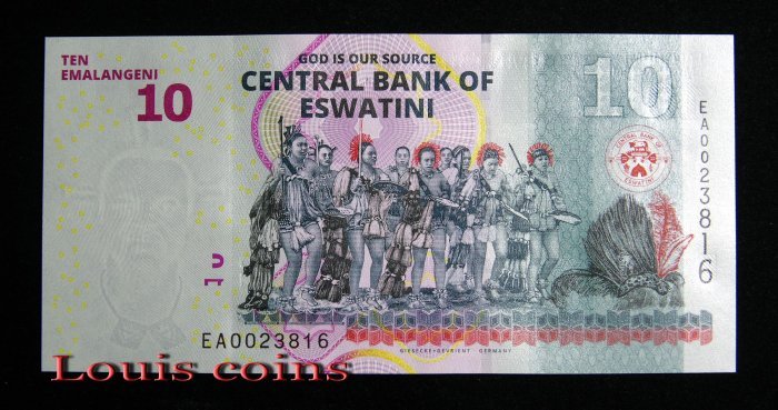 B963-ESWATINI-2024史瓦帝尼(史瓦濟蘭)紙幣 10 Emalangeni(B)