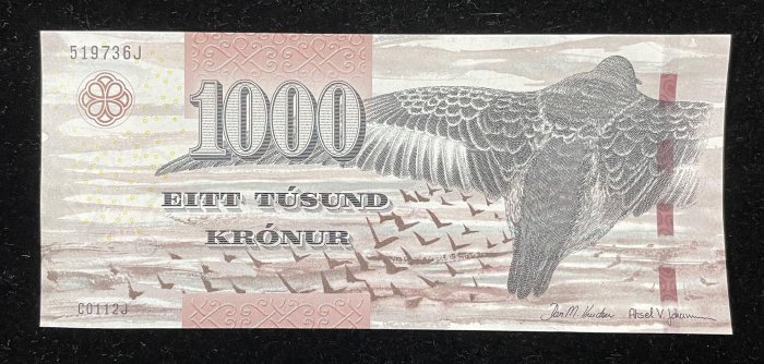964-1 B964-FAEROE ISLANDS-2011法羅群島紙幣-1000 Krónur(O)