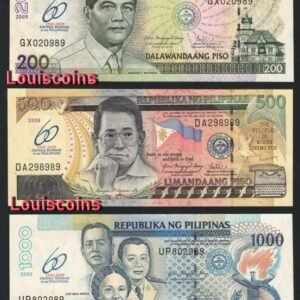B966-PHILIPPINES-2009菲律賓紀念紙幣-20-1000 Piso六張一套 含冊(T)