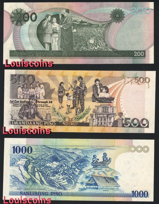 B966-PHILIPPINES-2009菲律賓紀念紙幣-20-1000 Piso六張一套 含冊(T)