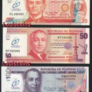 B966-PHILIPPINES-2009菲律賓紀念紙幣-20-1000 Piso六張一套 含冊(T)