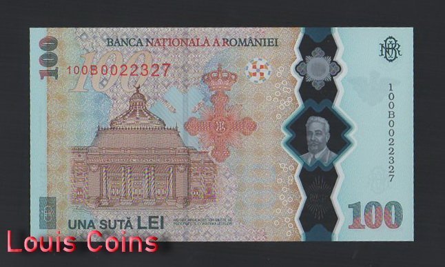967-2 B967-ROMANIA-2019羅馬尼亞紀念塑膠鈔,100 Lei含冊(T)