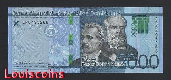 973-1 B973-DOMINICAN -2021多明尼加共和國紙幣-2000 Pesos(1431)