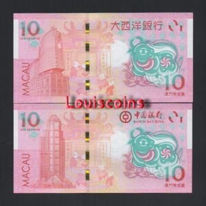 977-2 B977-MACAU-2020-21澳門生肖紀念紙幣(4張1組)-10 Patacas(AO)