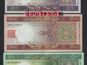 B983-MAURITANIA-2011-15茅利塔尼亞紙幣,3張一組(856)